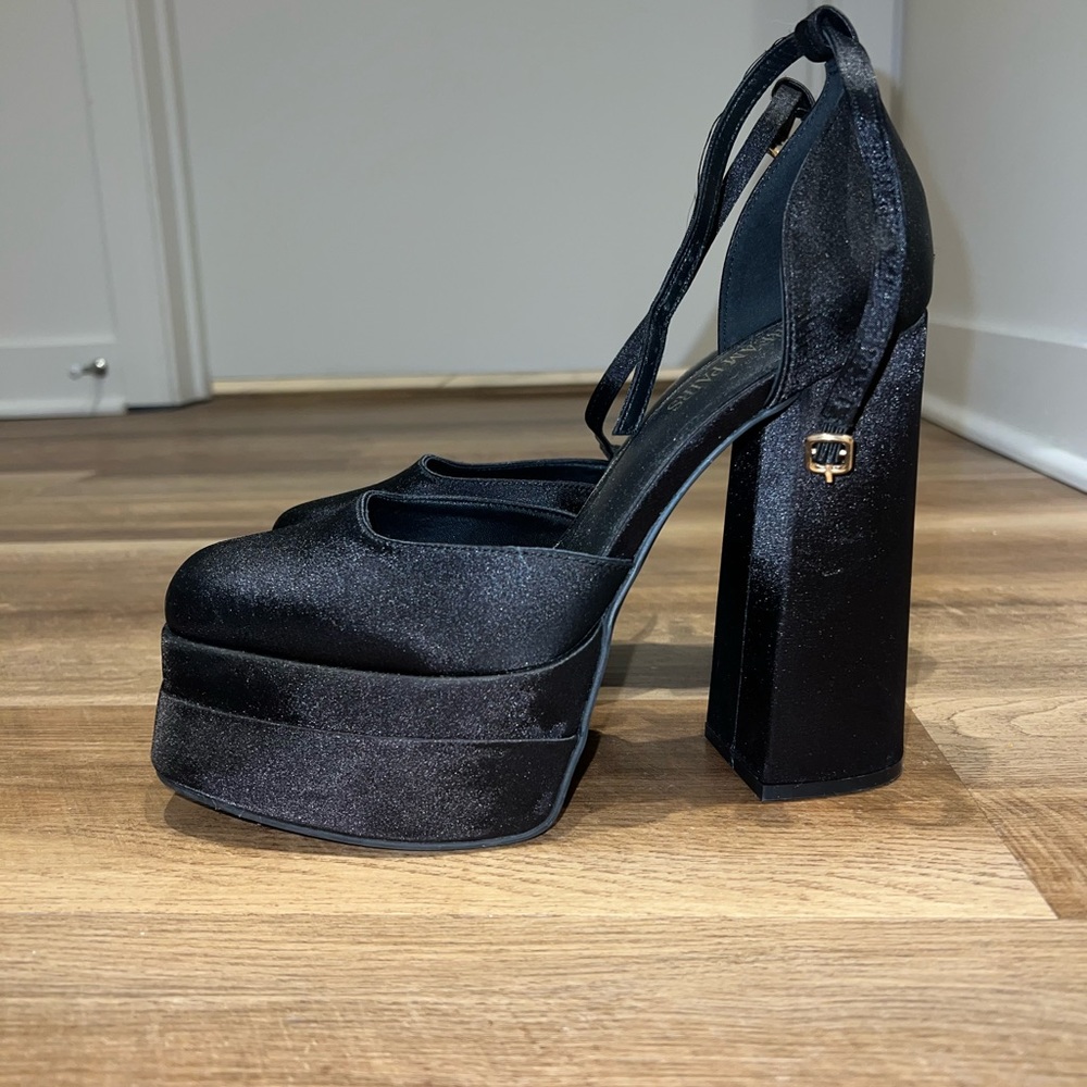 Women’s High Chunky Platform Closed Toe Block Heels Square Toe